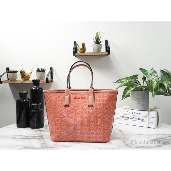 NWT Michael Kors Jodie Small Tote Bag Sherbert Jacquard Logo Recycled Polyester - Picture 3 of 11